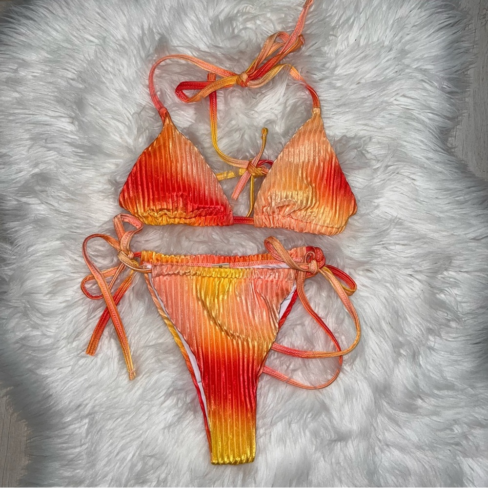 Orange Velvet Triangle Swimsuit